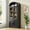 Black-glass+wooden door, variant on Black Arched Door Bookcase, 71.4" Tall & 15.83" Deep Farmhouse Display Cabinet with Storage Shelves, for Living Room, Kitchen, or Office