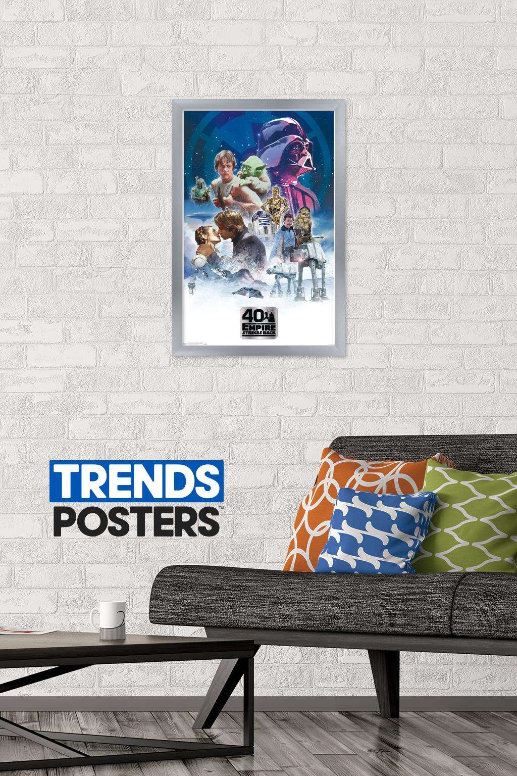 Star Wars: The Empire Strikes Back 40th - Classic Wall Poster, 14.725" x 22.375", Framed