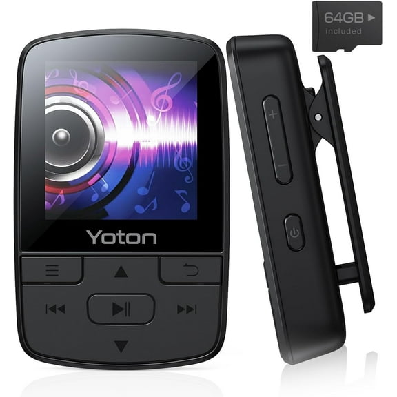 Yoton MP3 Player Bluetooth,  64GB HiFi Sound, Built-in Speaker, FM/Recorder/E-Book, Earphones