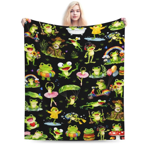 Frog Blanket Ultra Soft Flannel Frogs Throw Blanket Frog Lover Birthday Stuff Gifts Decor for Women 50x40