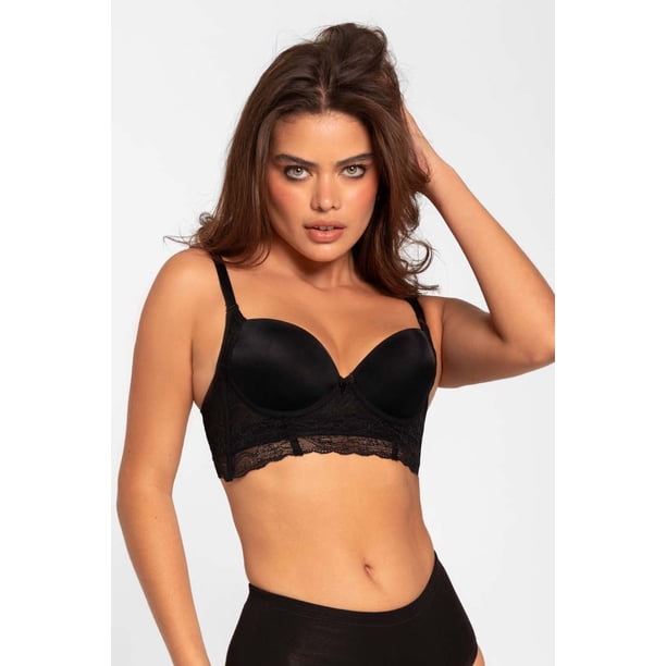 Brassier Bustier Media Copa Microfibra Encaje 021507 Negro 32 Diane & Geordi Colombia