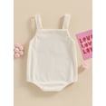 thumbnail image 4 of Caoirhny Baby Girls Romper Overalls Bodysuit Letter Flower Embroidery Buttons Straps Infant Jumpsuit Summer Clothes, 4 of 9