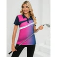 thumbnail image 3 of Yesfashion Women's Polo shirt Short sleeve summer print top Light sport golf tennis shirt, 3 of 5