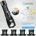 thumbnail image 2 of Super Bright 5000 Lumens LED Flashlight, USB Rechargeable 5 Modes High Power Tactical Zoom Torch with Power Indicator for Camping, Hiking, Outdoor Act, 2 of 4