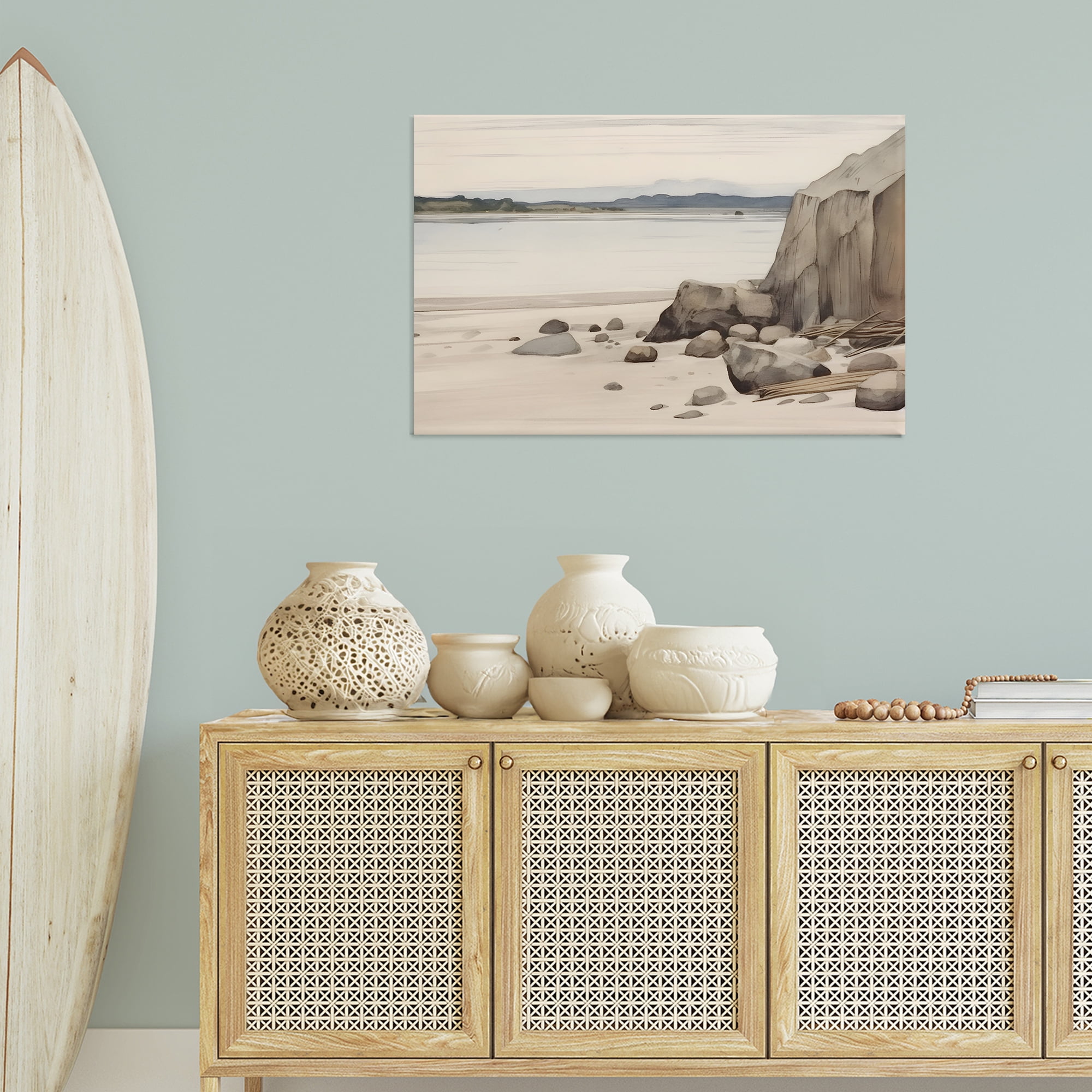 Stupell Industries Beach Cliff View Landscape & Nature Painting Wrapped Canvas Art Print Wall Art, 36 x 24