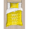 thumbnail image 1 of Saying Duvet Cover Set Twin Size, Doodled Bursting Pointy Stars Crescent Moon Twinkle Little Stars Message, Decorative 2 Piece Bedding Set with 1 Pillow Sham, Yellow White, by Ambesonne, 1 of 3
