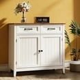 thumbnail image 2 of Coffee Bar Cabinet, 35" Kitchen Storage Cabinet with 2 Drawers, Adjustable Shelf, White+Retro, 2 of 9