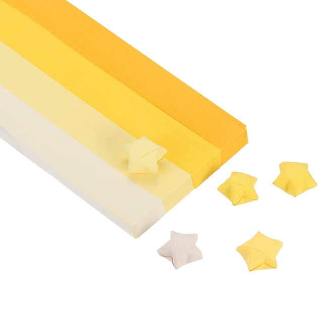 Uxcell 9.4x1/2" Papel de estrella de origami, 1080 piezas de tira de papel de estrella, amarillo degradado