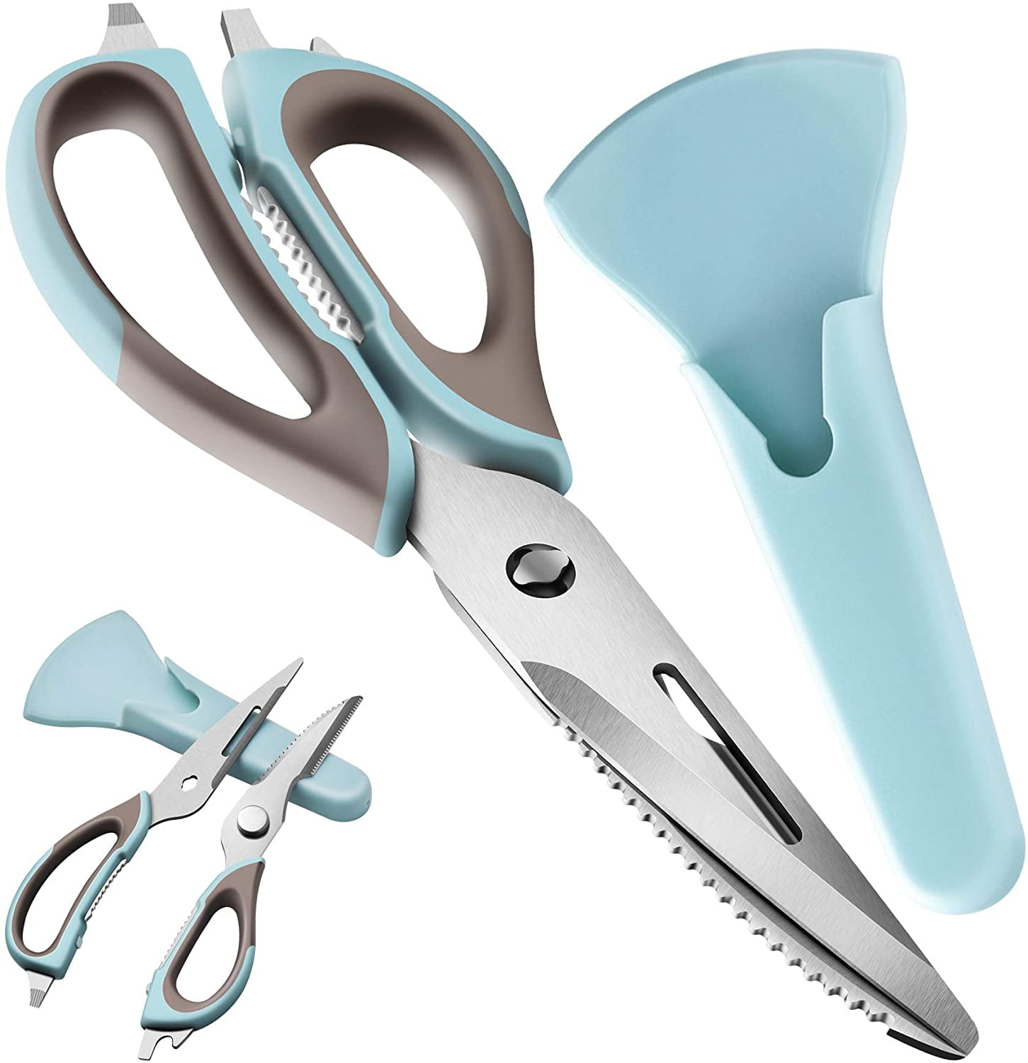 Kitchen Scissors with Magnetic Holder, Linoroso Kitchen Shears Made with Heavy  Duty Stainless Steel, Dishwasher Safe Meat Scissors, Tiger 