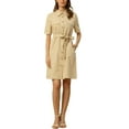 thumbnail image 2 of MODA NOVA Junior's Collar Tie Waist Short Sleeve Shirt Dress, 2 of 5