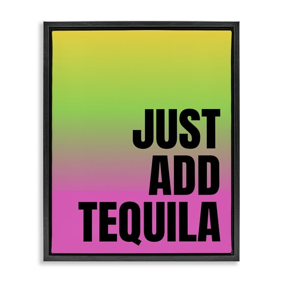 Stupell Industries Just Add Tequila Gradient Food & Beverage Painting Black Floater Framed Canvas Art Print Wall Art, 17 x 21