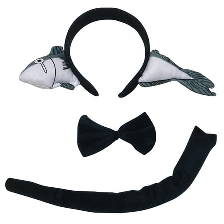 Petitebelle Sardines Headband Bowtie Tail 3pc Costume (Gray One Size)