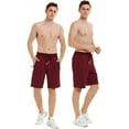 thumbnail image 2 of QPNGRP Men's Workout Stretch Shorts Casual Drawstring Elastic Zipper Pockets Burgundy 34, 2 of 8