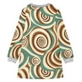 thumbnail image 6 of long-sleeved dress Abstract Pattern Chocolate Swirl A-line dress with ribbed cuffs Soft and comfortable, 6 of 6
