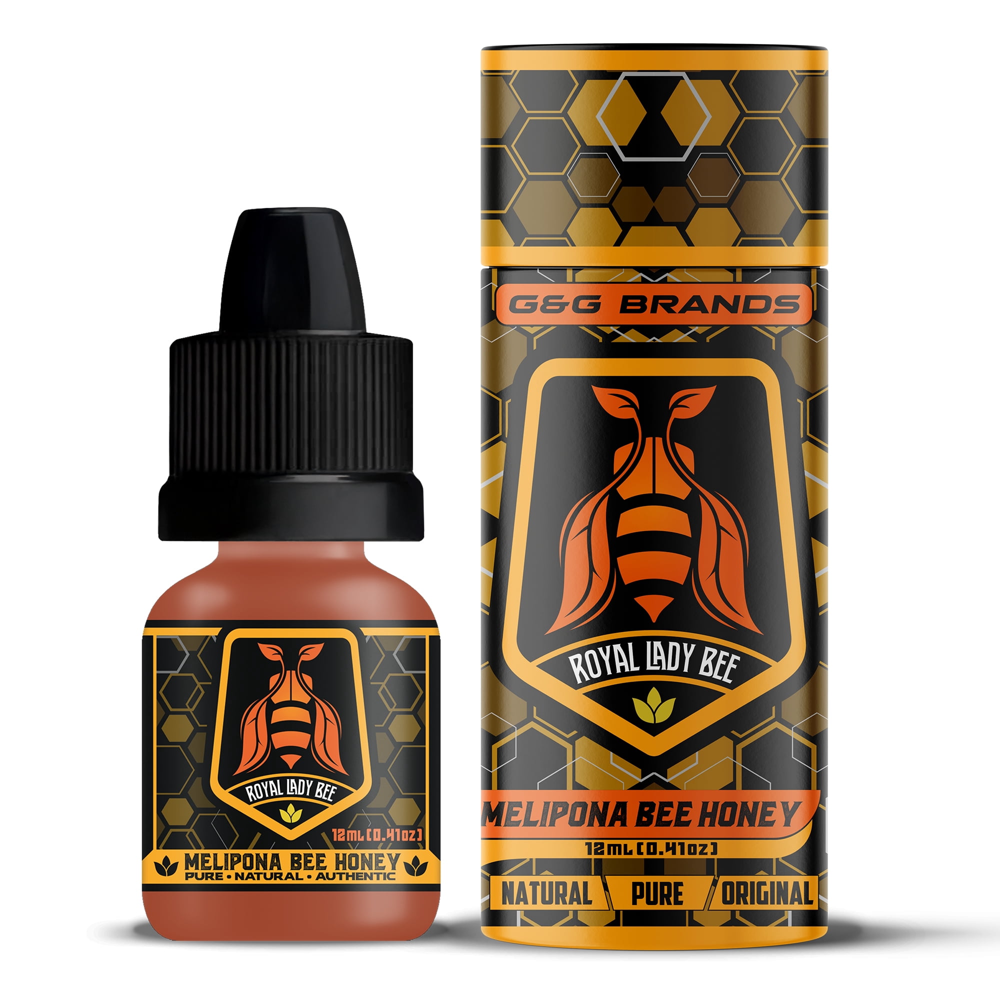 G&G Brands Royal Lady Bee Melipona Stingless Bee Raw Honey, 100% Pure, Yucatan, 12mL Dropper Bottle