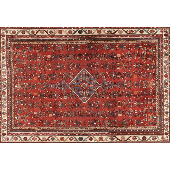 Ahgly Company Indoor Rectangle Traditional Orange Salmon Pink Persian Area Rugs, 4' x 6'