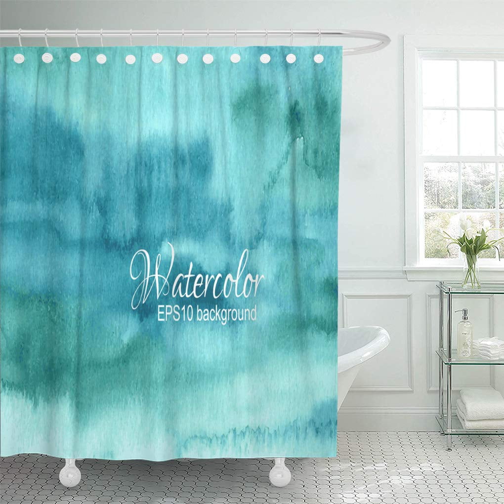 Yusdecor Aqua Colorful Abstraction Blue Green Turquoise Abstract Watercolor White Bathroom Decor Bath Shower Curtain 66x72 Inch Walmart Canada