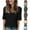 01#black, variant on Summer T-Shirts for Women Fashion Casual Half Sleeve Blouses Solid Color Tops V-neck Loose Short Sleeve T-Shirt Loose Pullover Top