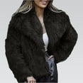 thumbnail image 5 of Women Long Sleeve Lapel Open Front Faux Fur Coat Warm Fluffy Short Winter Jacket, 5 of 6