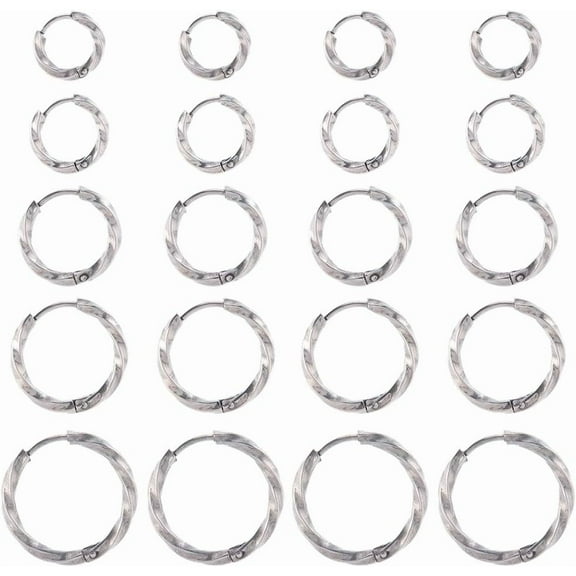 1 Box 20pcs 5 Styles Silver Huggie Hoop Findings Leverback Earrings Bulk Small Huggie Twist French Style Lever Back Hook Earring Findings