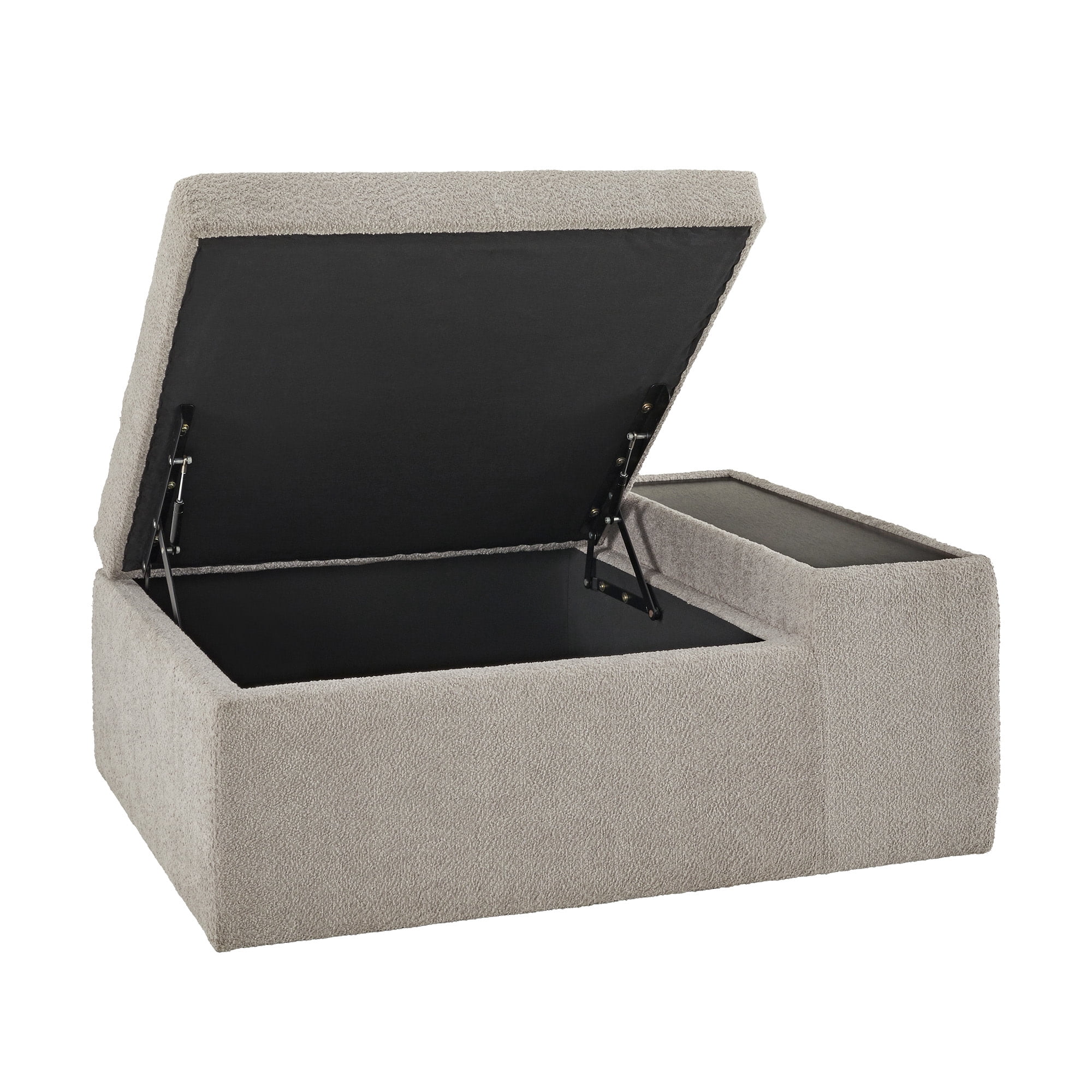 Weston Home Laguna Boucle Fabric Ottoman with Table and Casters, Gray