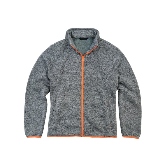 Victory Outfitters Women's Bonded Knit Sherpa Lined Zip Up Jacket - Grey/Orange - XL