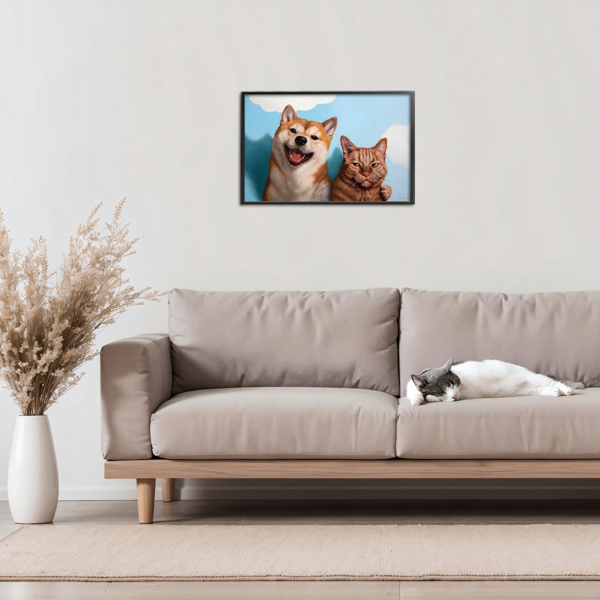 Stupell Industries Adopted Brother Dog & Cat Black Framed Giclee Art, design by Lucia Heffernan