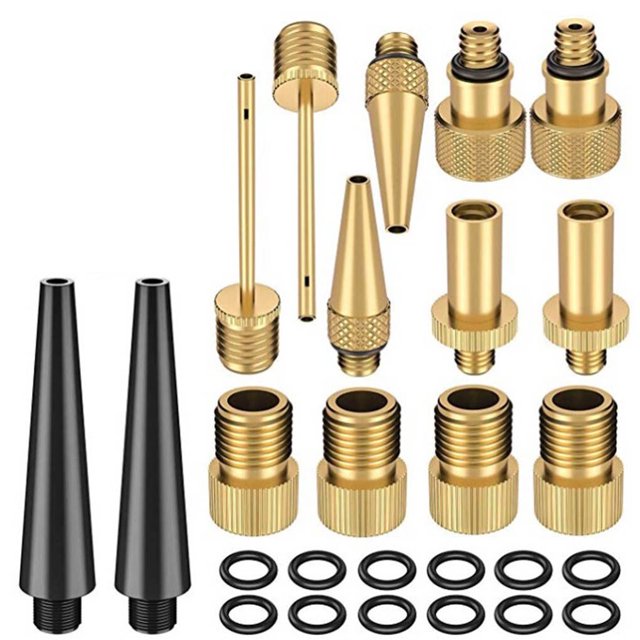 Guardoinrt 26 Pieces Bicycle Valves Adapter Copper Set Adjustment Ergonomic Pump Adapters Inflator Tool Parts Road Football Use 1Set