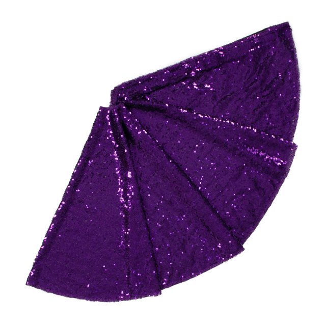 Falda para árbol de Navidad ShinyBeauty, lentejuelas moradas, 122 cm, poliéster
