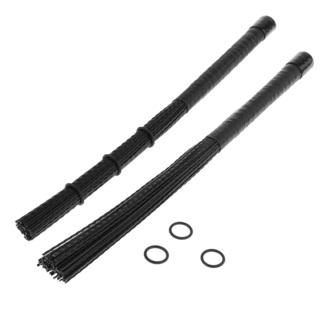 Cepillos de tambor de Jazz retráctiles, juego de batería de percusión con mango de goma profesional, cepillo de cáscara de nailon para banda de Jazz, , negro Sunnimix cepillo de tambor