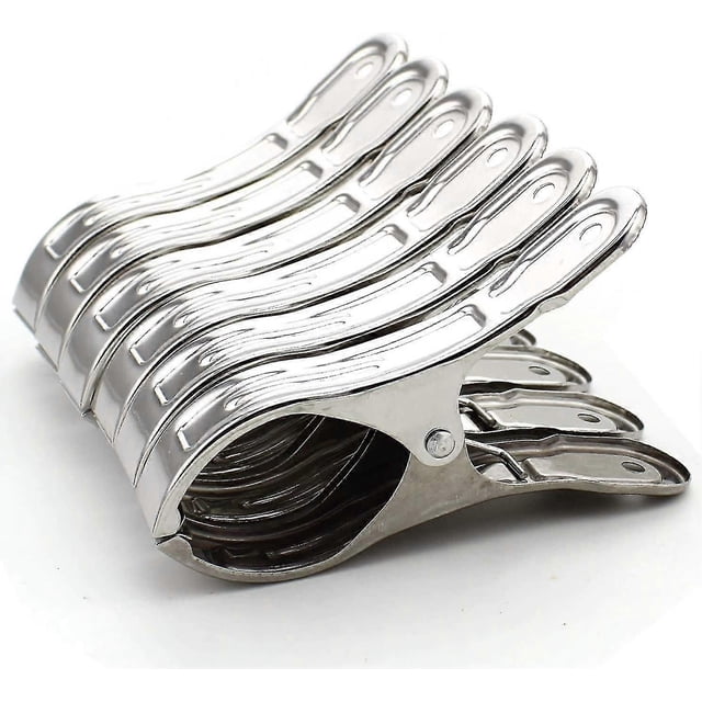 6 Pack Large Beach Towel Clips Stainless Steel XXL Clothes Pegs Beach Towel Clips Metal Clips Jumbo
