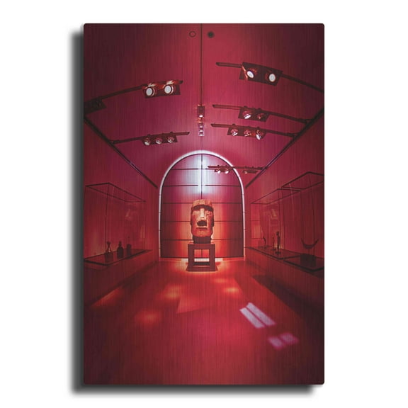 Luxe Metal Art 'Red Sculpture' by Sebastien Lory, Metal Wall Art, 12"x16"