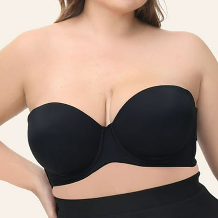 Yindaity Women s Underwire Contour Multiway Full Coverage Strapless Bra Plus Size Black 5XL