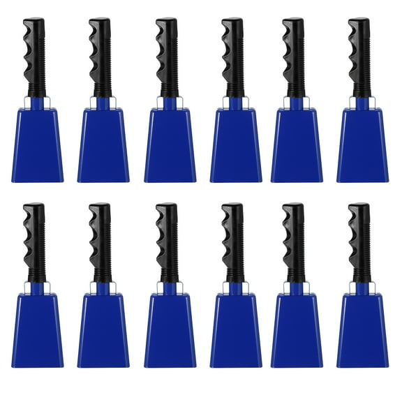 9inch Cow Bells for Football Games, 12pcs Cowbells for Sporting Events Bulk Loud Noise Makers Metal Cow Bell, Blue