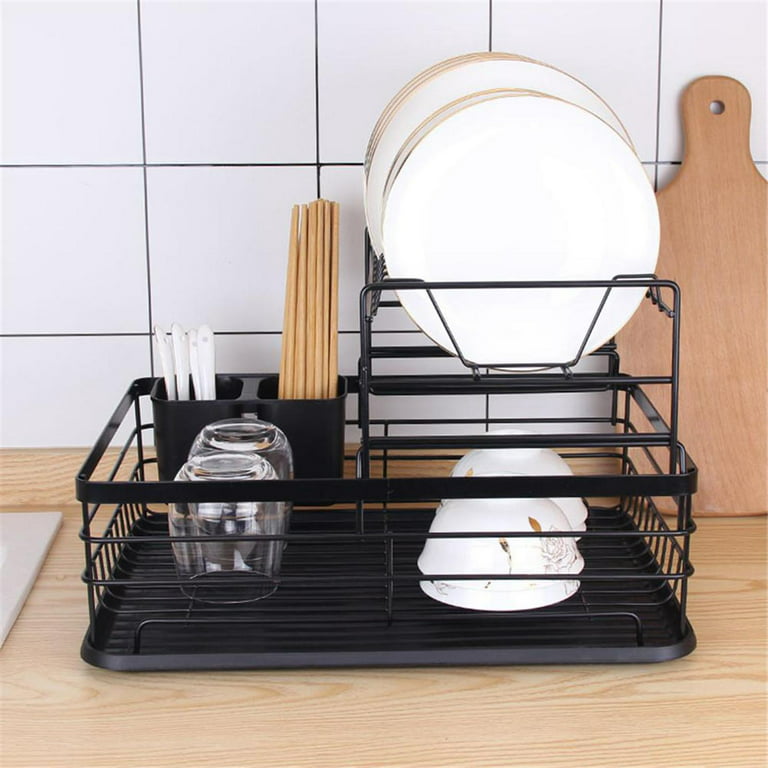 BOBELA Dish Drying Rack,Dish Racks for Kitchen Counter,Dish Drainers with  Removable Utensil Holder,Dish Drying Rack with Drainboard and Extra Dish