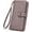 Gray, variant on Wallets for Women, PU Leather Credit Card Holder Wallet with Wrist Strap, Large Capacity Long Wallet with 12 Card Slots, ID Window, Zipper Pocket and Snap Closure,Orange