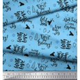 thumbnail image 3 of Soimoi Blue Modal Satin Fabric Christmas Tree & Love Peace Joy Text Print Fabric by the Yard 42 Inch Wide, 3 of 3