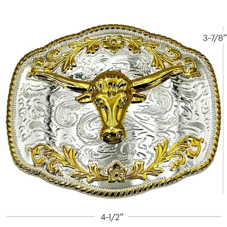 Oversize Large Bull Head Belt Buckle Cowboy Rodeo Silver  display picture 3