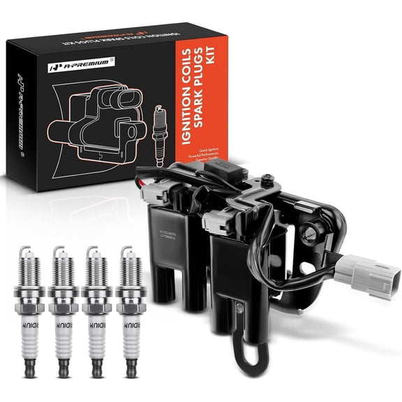 A-Premium Ignition Coils and Spark Plugs Kits Compatible with Hyundai Elantra 2007-2012 & Kia Soul 2010-2011, 2.0L