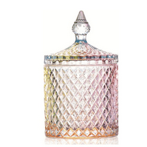 Candy Sever With Lid,Cute Glass Candy Snack Dish,Candy Cookie Jars,Jewelry Box,Buffet Jar Biscuit Containers,D rative Jar(Multi-Color)