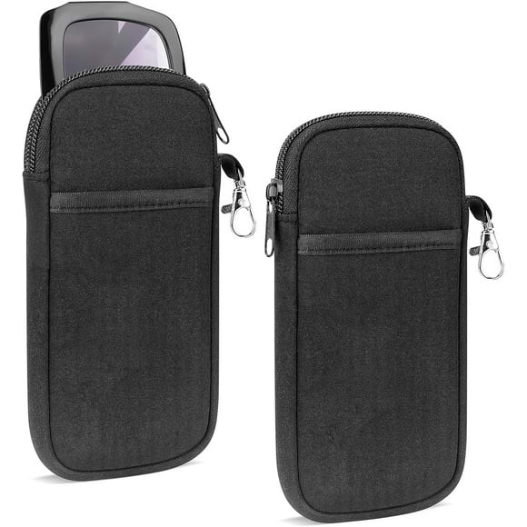 shiyou-Extra Large Sunglasses Pouch Case with Metal Buckle, 2 Pack Sun Glasses Eyeglasses Organizer Soft Bag Compatible with CELINE CL40227U VERSSACE VE4395 GUCC1 GG0595S GG0875S (XXL, Black)