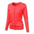 thumbnail image 2 of Lisingtool Cardigan for Women Women's Round Neck Cardigan Knitted Long Sleeved Large Yards Loose Solid Color Short Sweater Jacket Cardigan Womens Tops Watermelon Red, 2 of 4