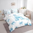 thumbnail image 3 of Homewish Cartoon Monogrammed A Bedding Comforter Set 7pcs for Teens, Watercolor Bow-tie Queen Bedding Sets, Blue Kawaii Letter Reversible Queen Sheet Sets, Ultra Soft Bedroom Decor, 3 of 7