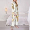 thumbnail image 3 of Salouo World Map 1 Pattern Women's Pajamas Set Long Sleeve Button Down Sleepwear Soft Pj Lounge Sets for women 2 Piece Pjs Set with Long Pants-Medium, 3 of 7