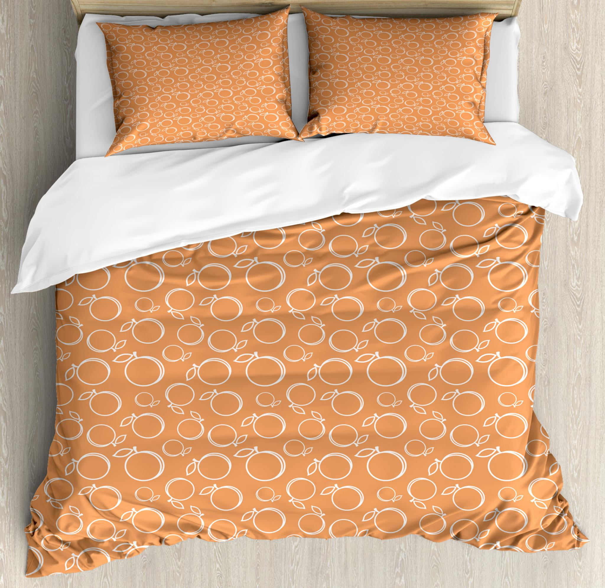 Peach Duvet Cover Set King Size Continuous Pattern With Ripe And Peach Duvet Cover Set King Size Continuous Pattern With Ripe And Sweet Summer Fruits Graphic Image Print Decorative 3 Piece Bedding 2 Pillow