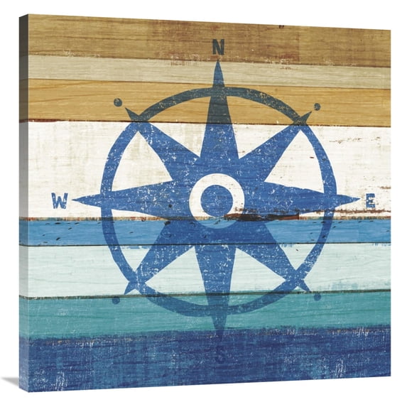 Global Gallery's 'Beachscape IV Compass' By Michael Mullan Stretched Canvas Wall Art