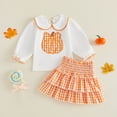 thumbnail image 4 of Leey-World Toddler Halloween Outfit Long Sleeve Pumpkin Sweatshirt Tulle Skirt Girls Fall Clothes(Orange,18-24 Months), 4 of 5