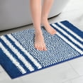 thumbnail image 2 of Unique Bargains Striped Chenille Bathroom Rug with Edges Non-Slip Bathroom Floor Mat Blue 16" x 24", 2 of 6
