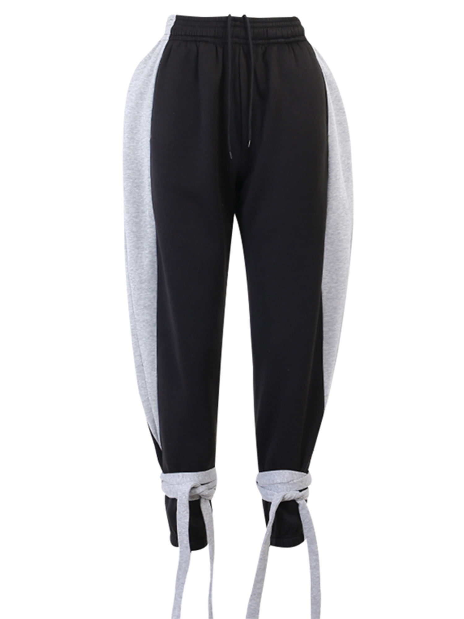 Puloru TNGXXWL Pantalones deportivos con bolsillos para mujer Negro S