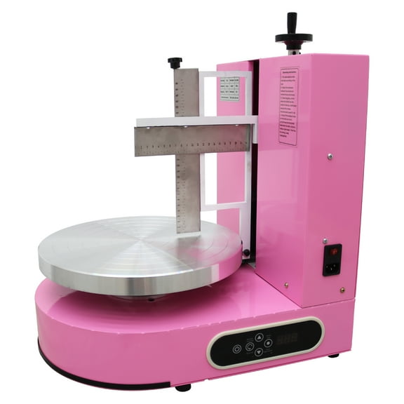 6-14 Inch Cake Cream Spreading Coating Smearing Machine Automatic Cake Plastering Machine Electric Cake Decorating Spreader Adjustable Speed Pink